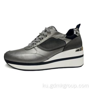 Ladies&#39; Grey Sneaker Heighten The Mesh Top Breathable